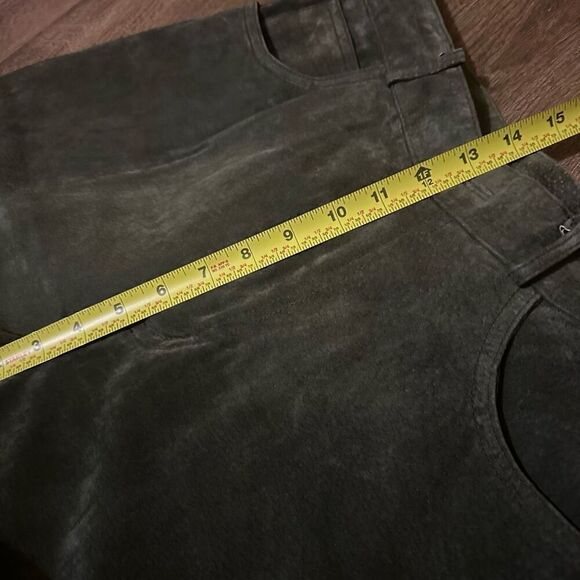 Vintage Cayenne Womens Green Suede Leather High Rise Pants Western Boho Size 10 - Picture 9 of 11